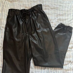 NWT Abercrombie & Fitch Black Faux Leather Joggers